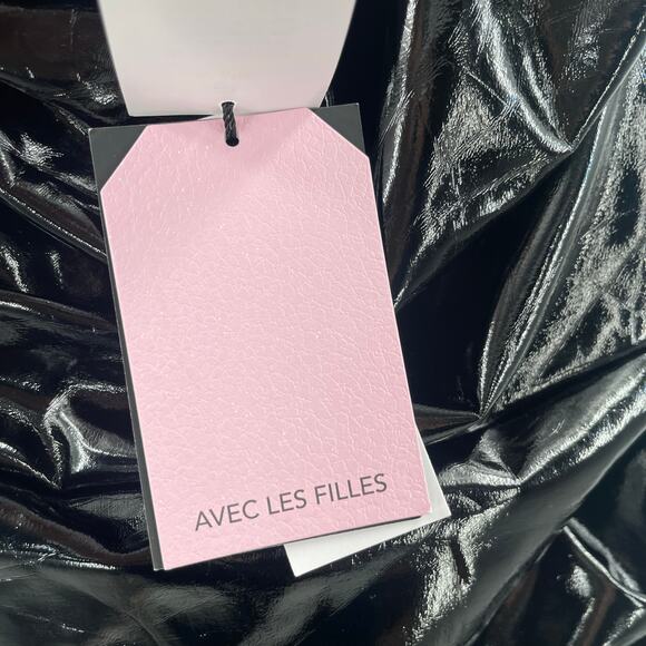 Avec Les Filles Dress SZ Small Faux Ever Leather One-Shoulder Bodycon Black NWT - Picture 10 of 16